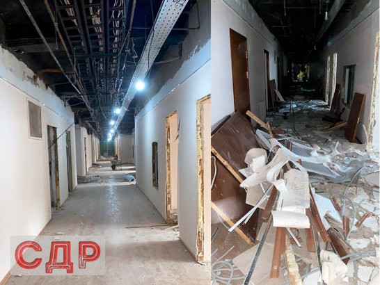 Начало и процесс демонтажа в московской больнице.